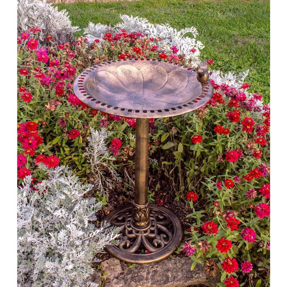 BACKYARD EXPRESSIONS PATIO · HOME · GARDEN 912449-WB Outdoor Garden Bird Bath- Bronze- Weather Resistant Polyresin-30 Inch-Backyard Expressions