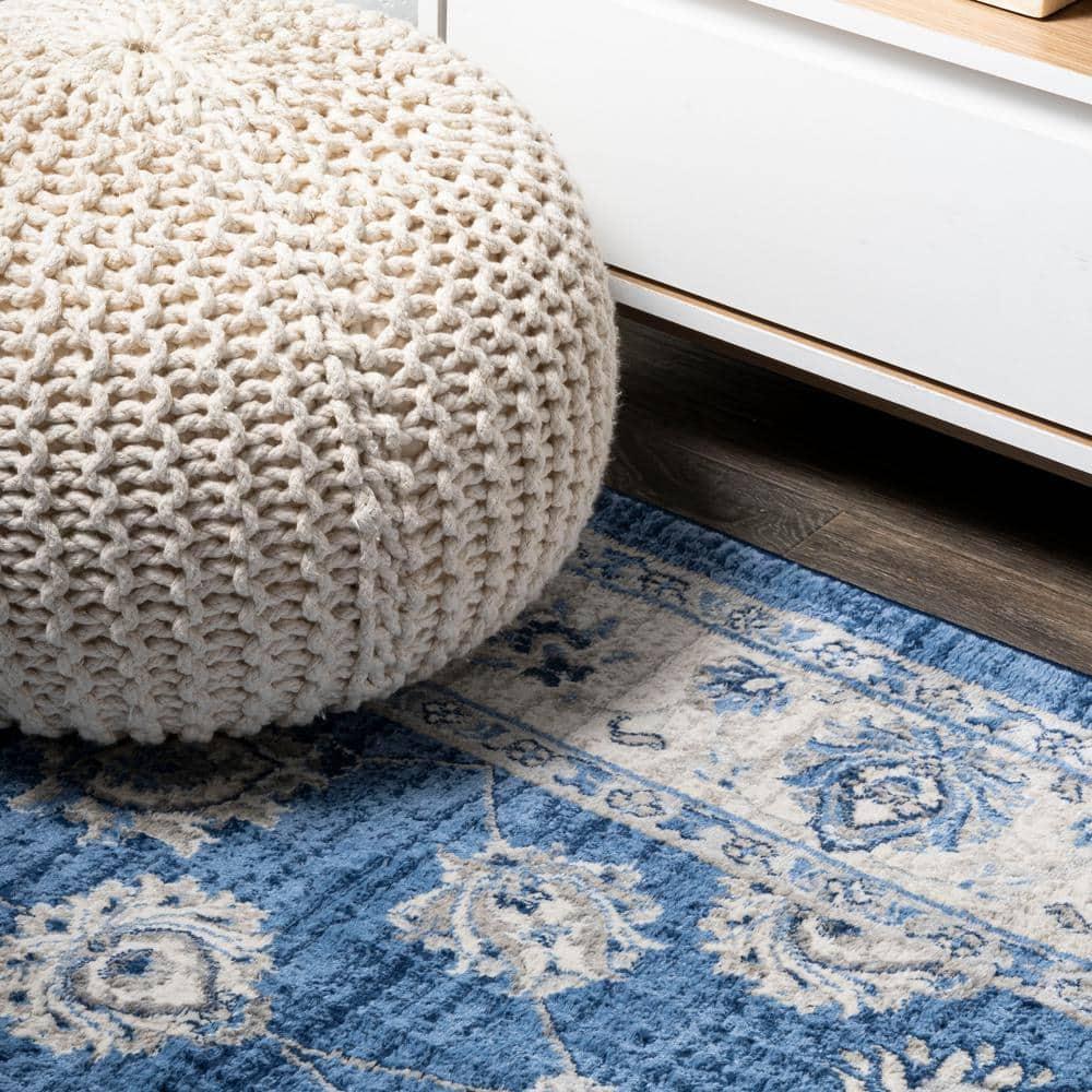 5' x 5' Modern Persian Vintage Moroccan Traditional Area Rug, Blue/Ivory - JONATHAN Y