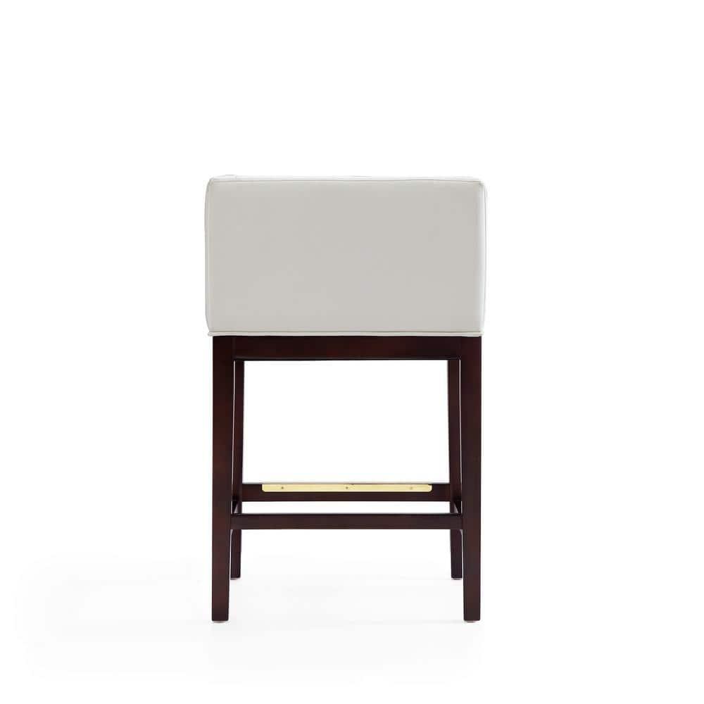 Kingsley Beech Wood Counter Height Barstool Ivory - Manhattan Comfort: Faux Leather, Gold Footrest, No Assembly Required