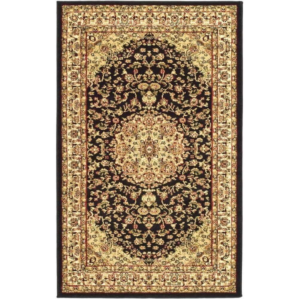 Lyndhurst LNH222 Power Loomed Accent Rug - Black/Ivory - 3'3"x5'3" - Safavieh