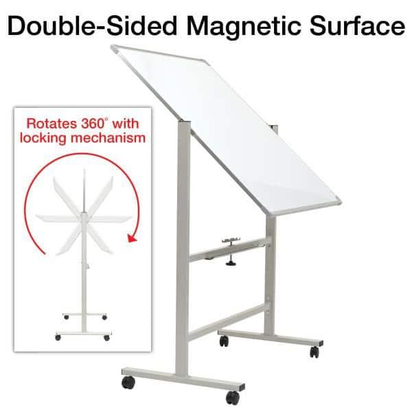 Reversable Whiteboard on Wheels - 36"x 42" (White Frame)