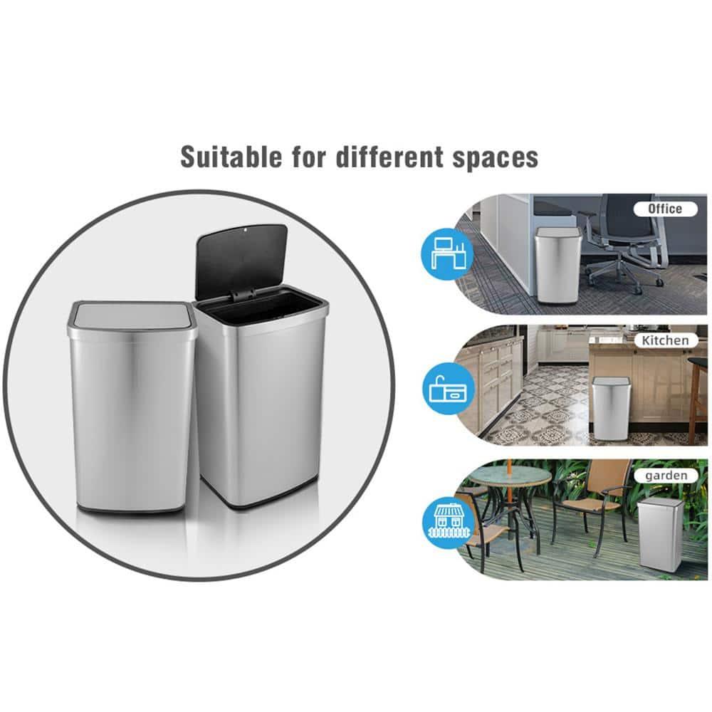 Innovaze 13 Gallon Stainless Steel Rectangular Motion Sensor Trash Can for Kitchen