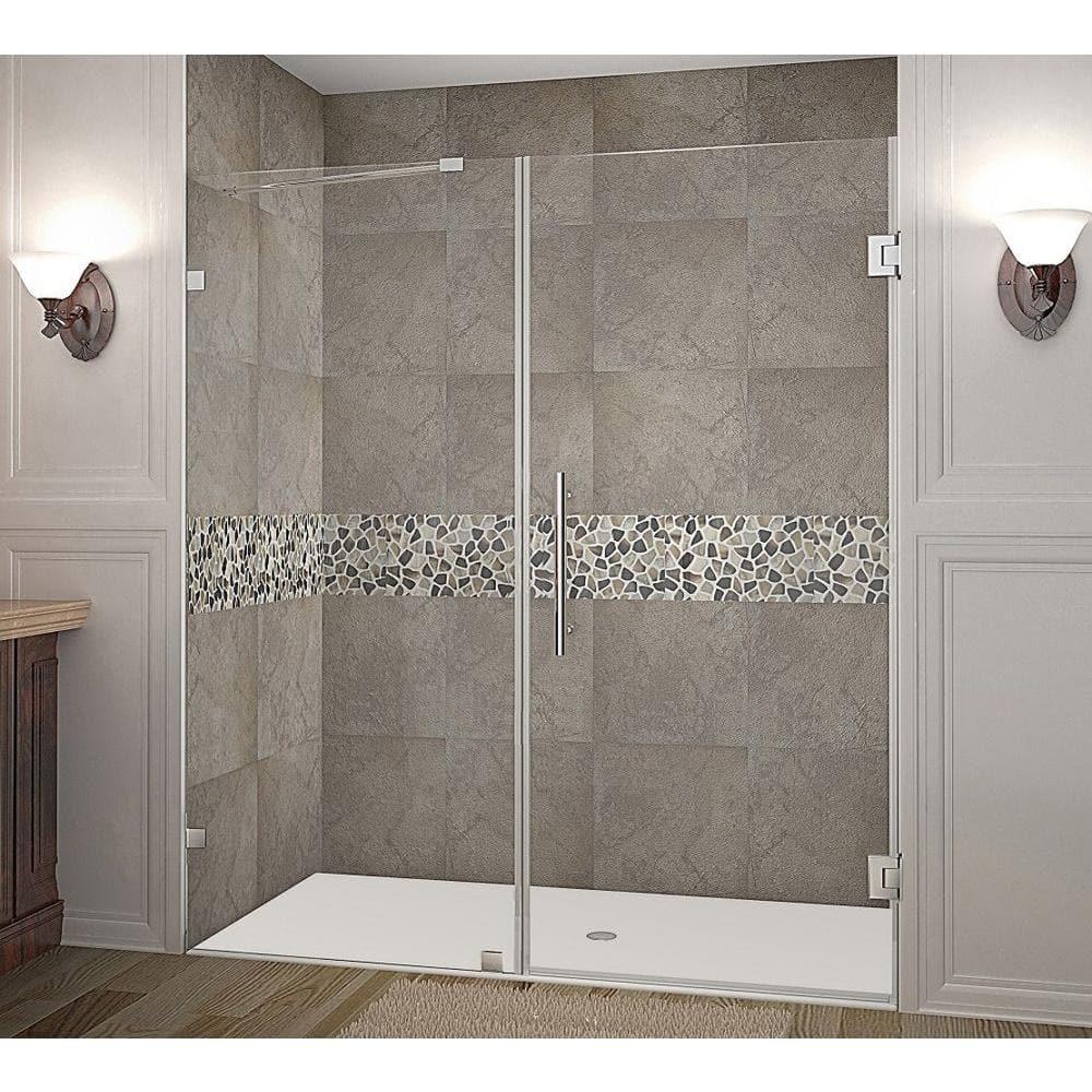 Nautis 72" H Hinged Frameless Shower Door