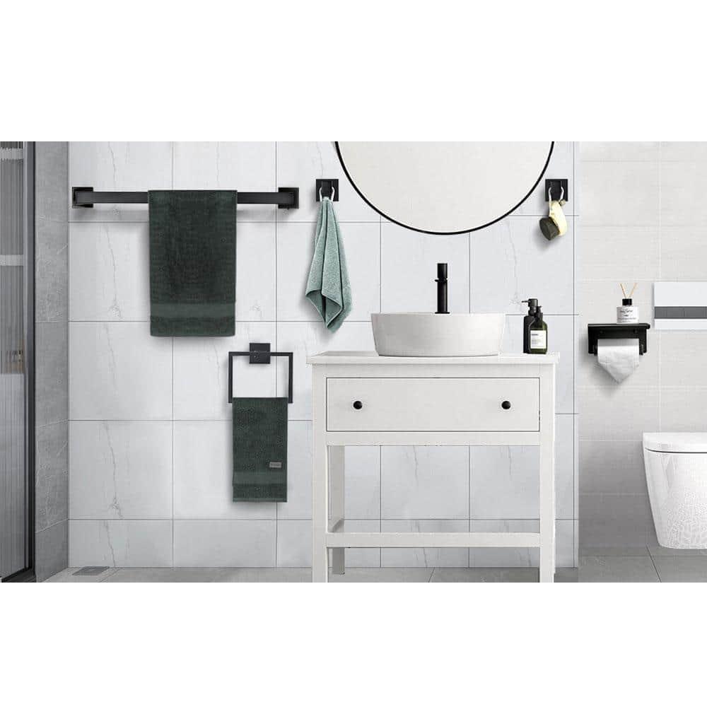 Matte Black Stainless Steel 6-Piece Bathroom Hardware Set