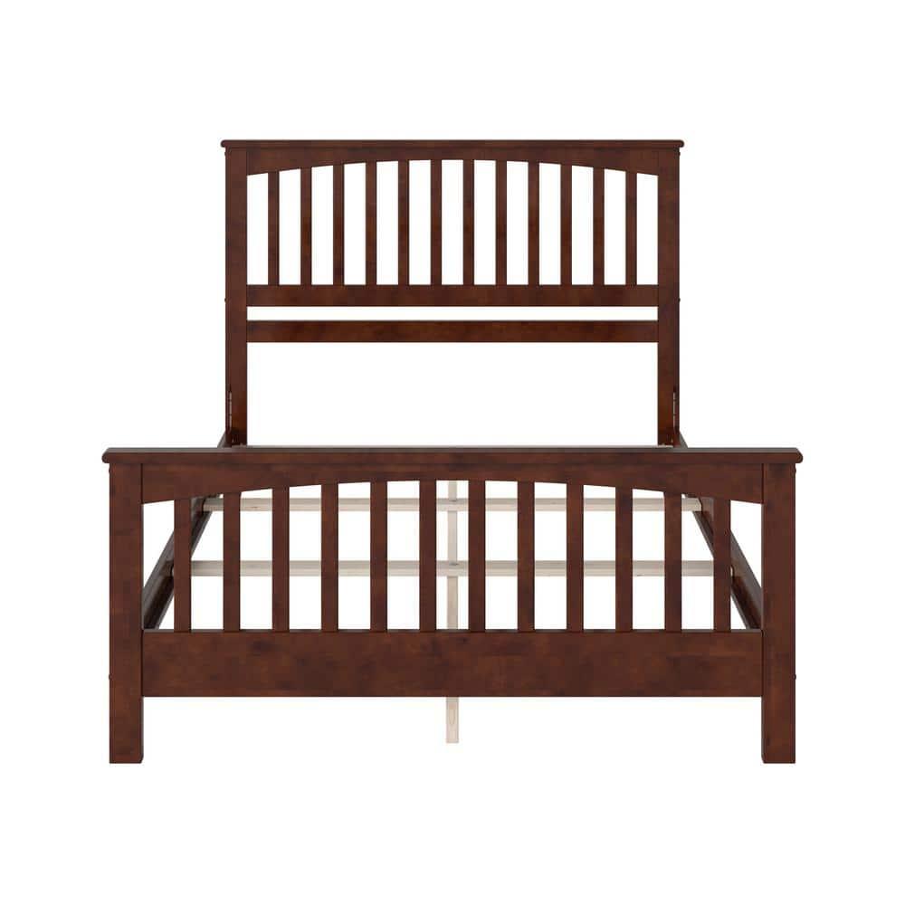 Brooklyn Queen Wood Foundation Bed with Matching Footboard in Walnut