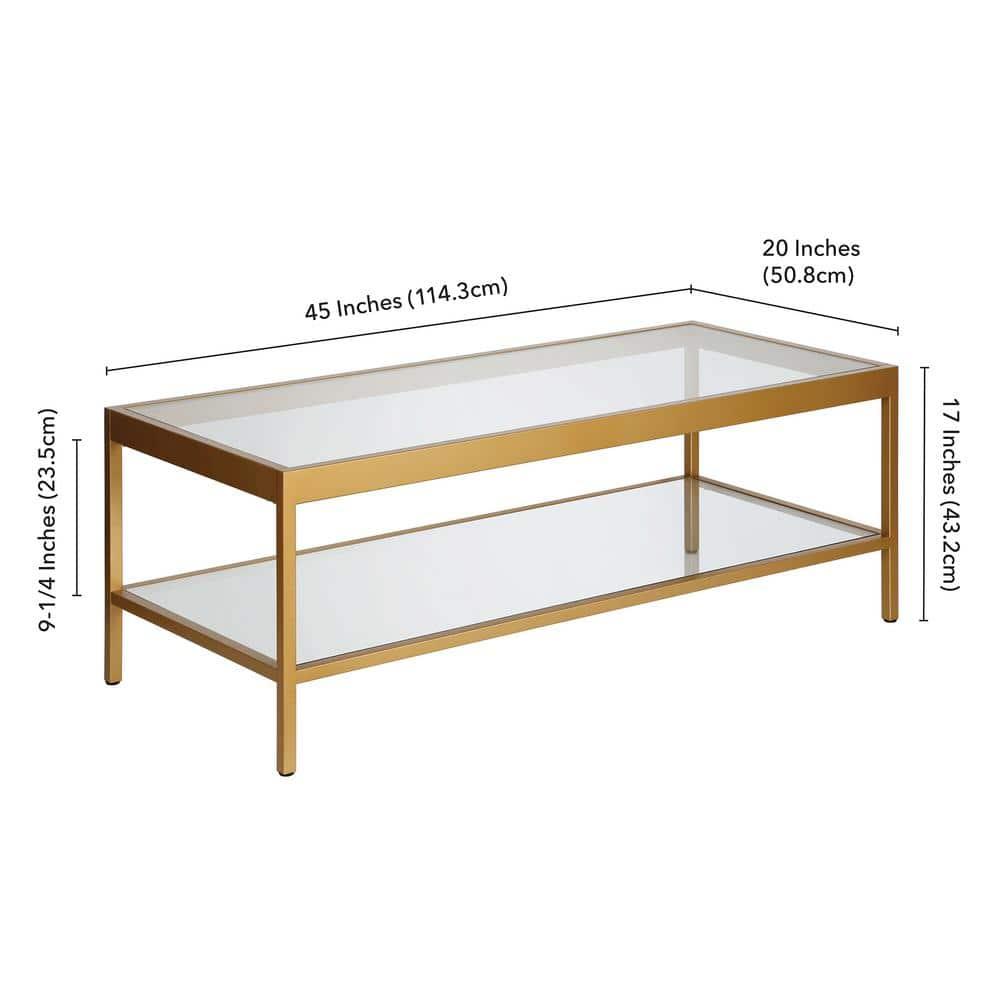 Evelyn&Zoe Alexis 45" Wide Rectangular Coffee Table, Brass