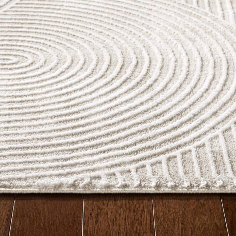 TOWN & COUNTRY Luxe Maya Soft Arches Neutral Indoor Area Rug with High-Low Texture, Ivory/Greige