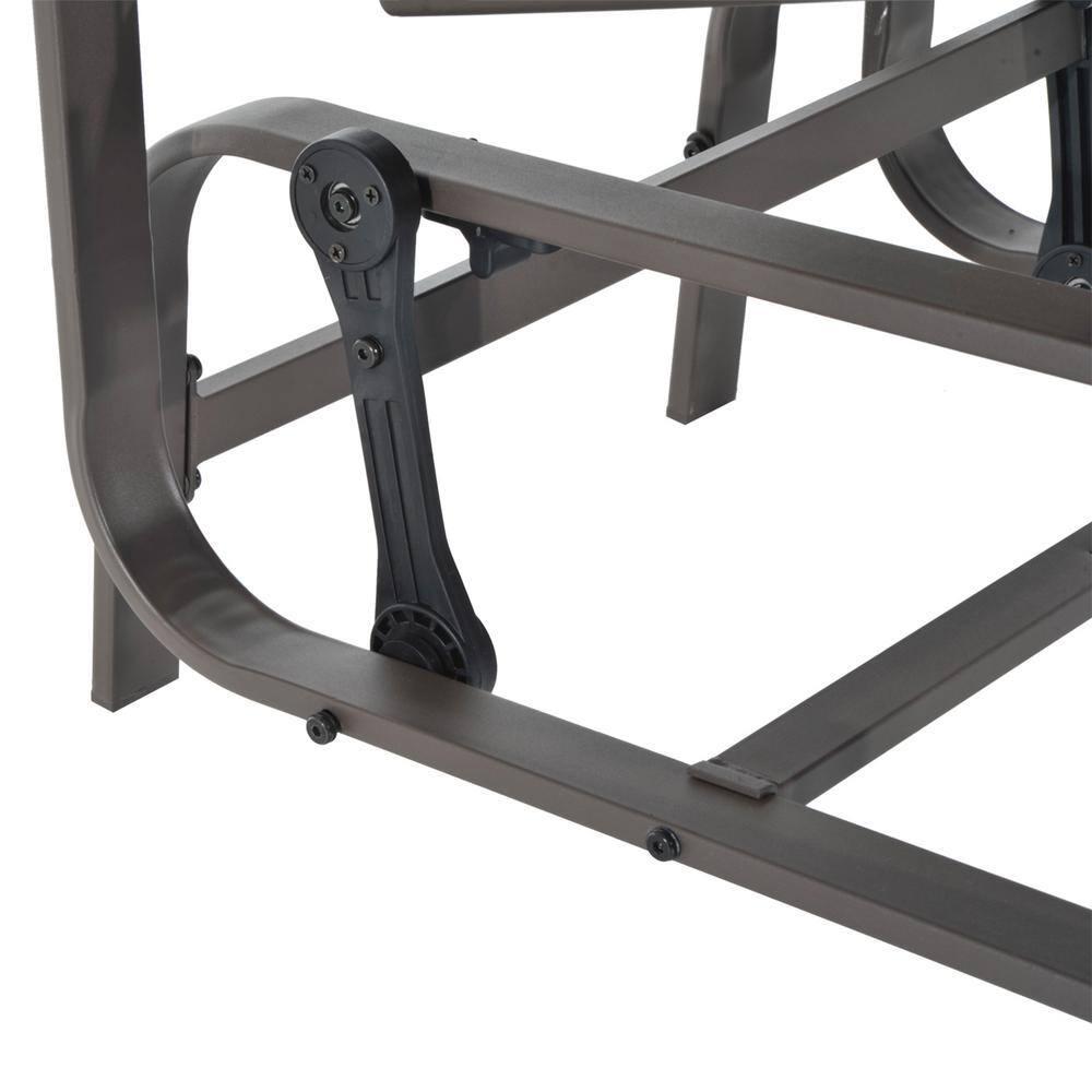 Gray Steel Outdoor Patio Glider Chair with Brown Frame