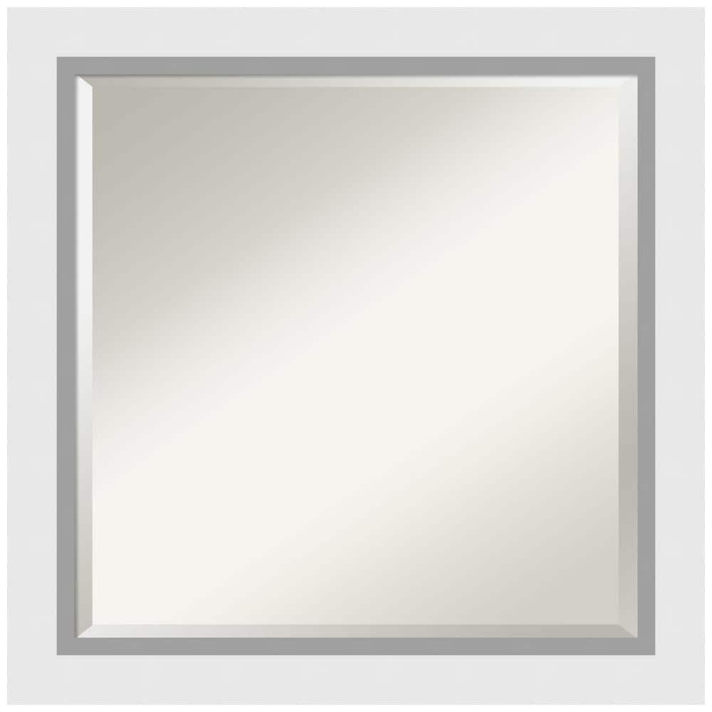 Amanti Art Blanco White Beveled Wood Wall Mirror 24.25 x 24.25 in.