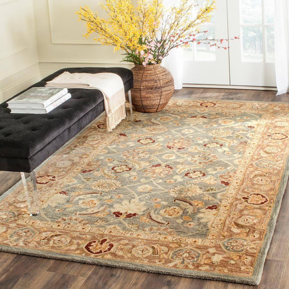 SAFAVIEH Anatolia Sophia Traditional Wool Area Rug, Blue/Brown, 9' x 12'