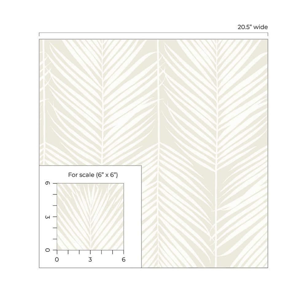 NextWall Palm Silhouette Peel and Stick Wallpaper Light Beige: Vinyl, Self-Adhesive, Botanical Leaf Pattern, 30.75 Sq Ft Coverage