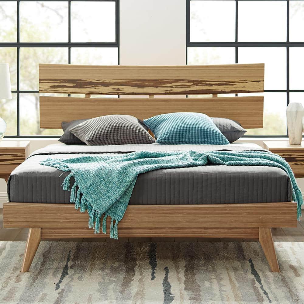 Azara Caramelized Bamboo Queen Bed with Tiger Bamboo Headboard