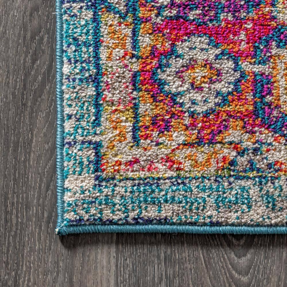 JONATHAN Y Bohemian FLAIR Boho Vintage Medallion Blue/Red 8 ft. x 10 ft. Area Rug