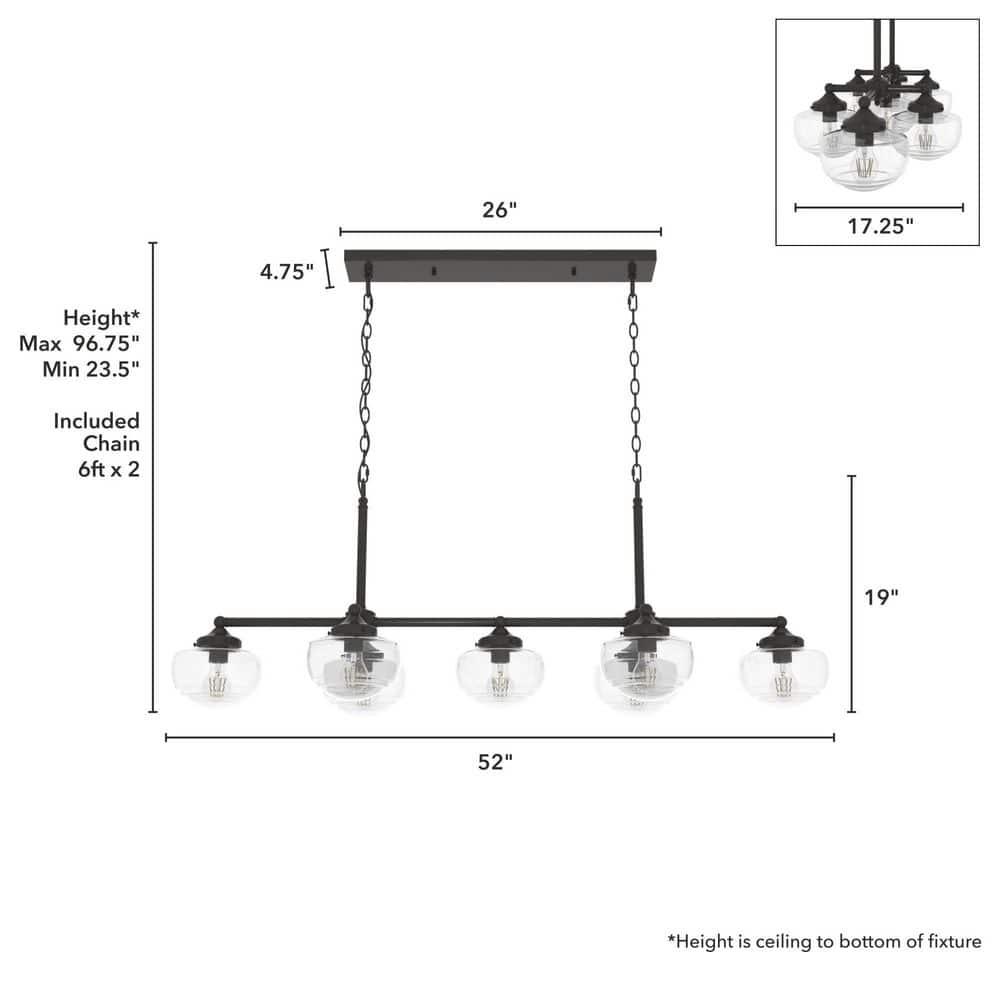 Saddle Creek 7 - Light Kitchen Island Linear Pendant