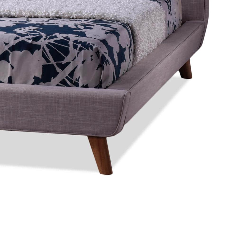 Queen Jonesy Scandinavian Style Mid-Century Fabric Upholstered Platform Bed Beige - Baxton Studio