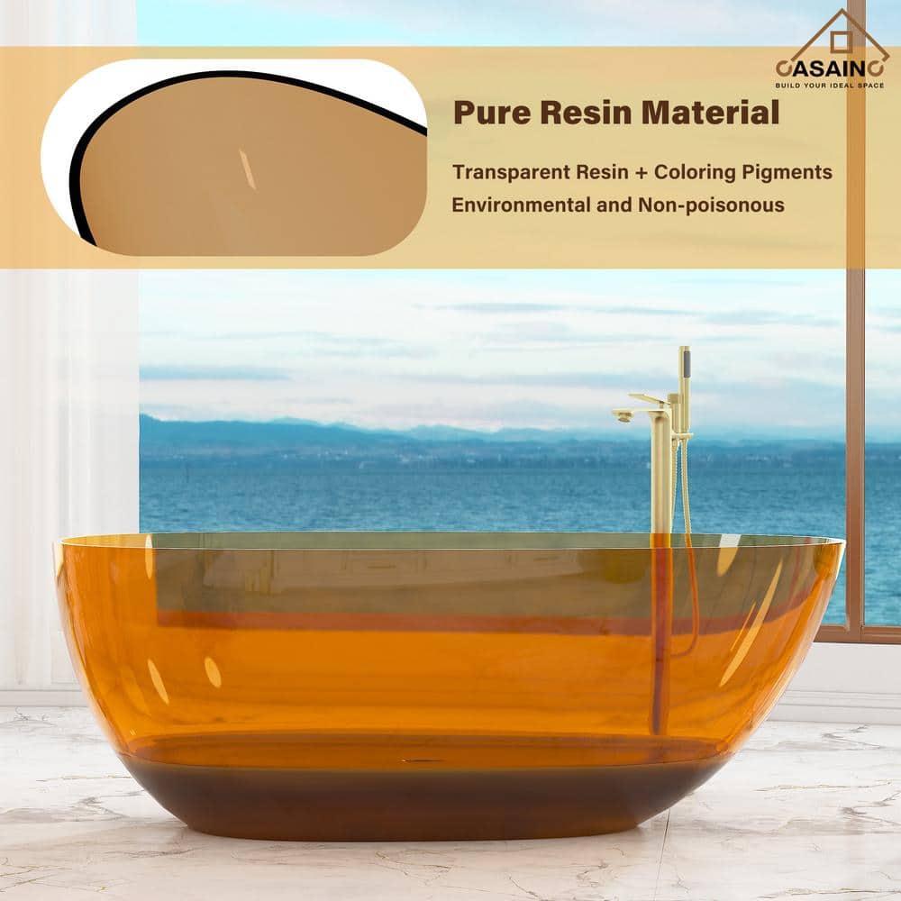 Marfa 59'' x 31'' Egg Semi Transparent Resin Freestanding Soaking Bathtub