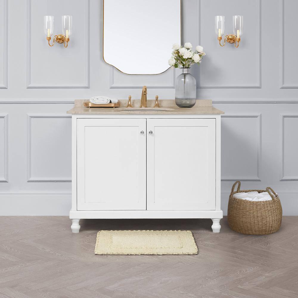 Ruffle Cotton Border Yellow 17 in. x 24 in. Bath Rug