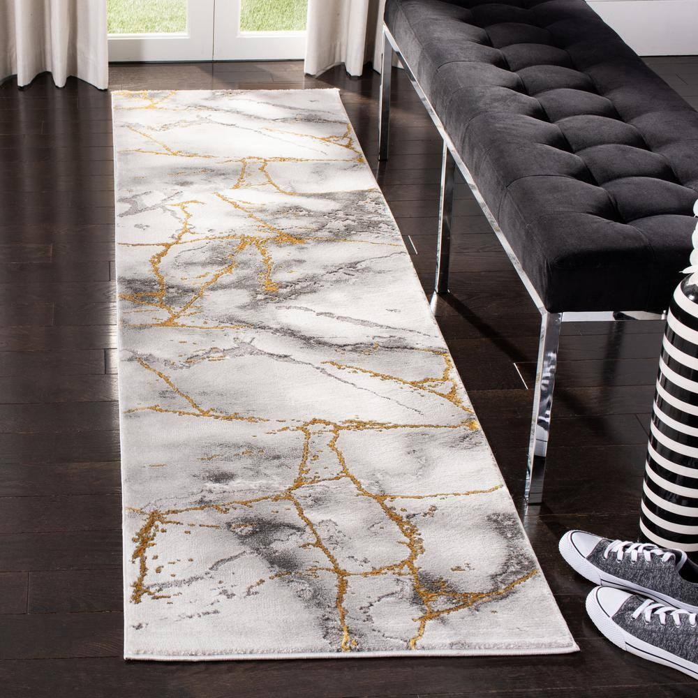 Craft CFT877 Loomed Indoor Runner Rug - Grey/Gold - 2'3"x8' - Safavieh