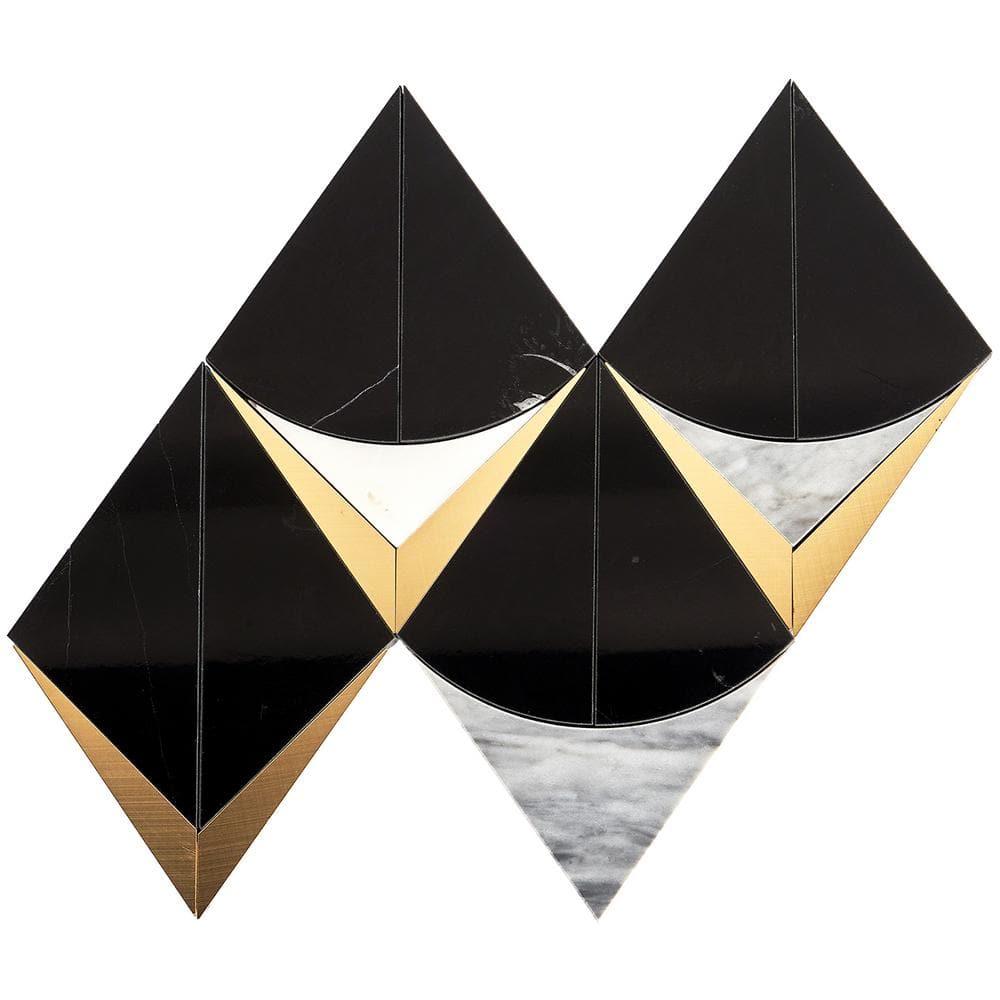 Larvotto 8.3 in. x 11.65 in. Polished Marble and Brass Mosaic Wall Tile (0.67 Sq. Ft. / Sheet)