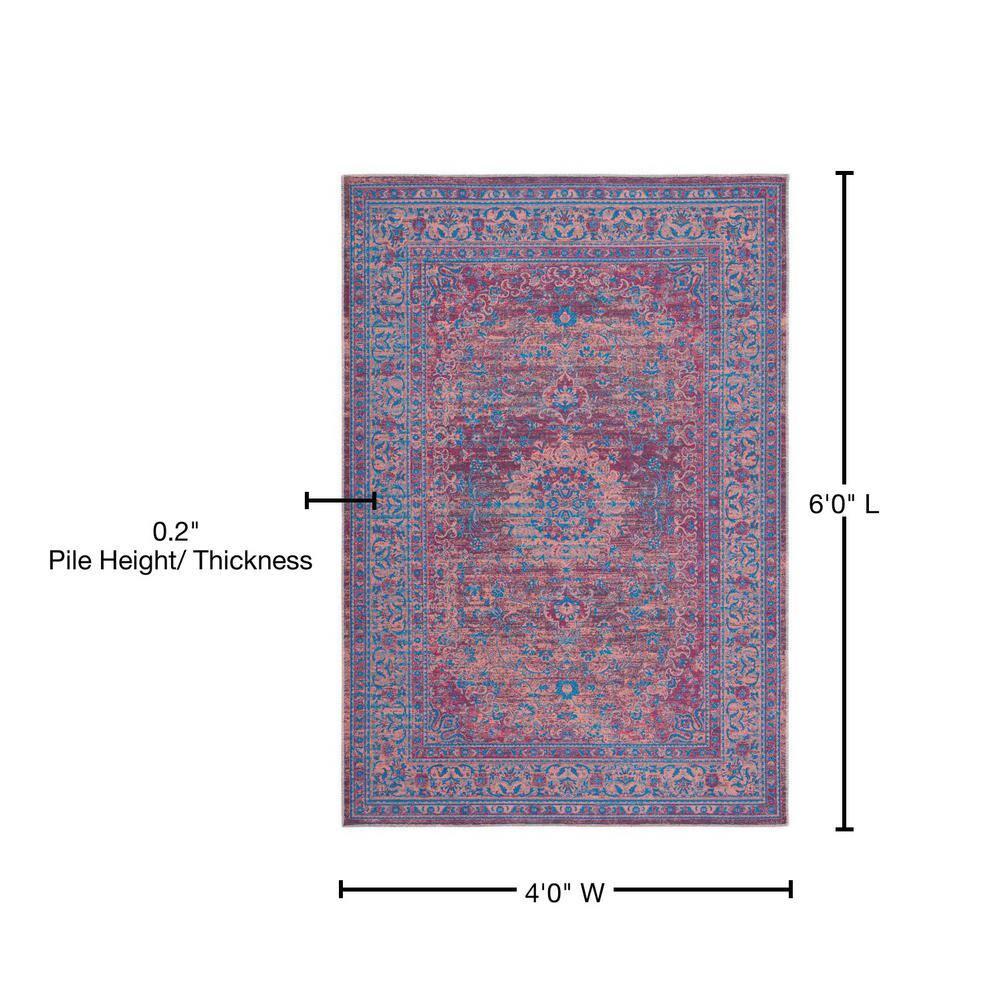 Serapi SEP550 Power Loomed Machine Washable Skid-Resistant Indoor Accent Rug - Gold/Blue - 4'x6' - Safavieh