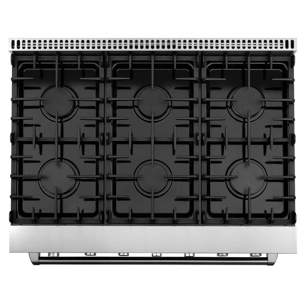 Cosmo 36 in. Haven Collection 6.0 cu. ft. Gas Range, 6 Burners, Convection Oven, Knob LEDs, Storage Drawer, Stainless Steel