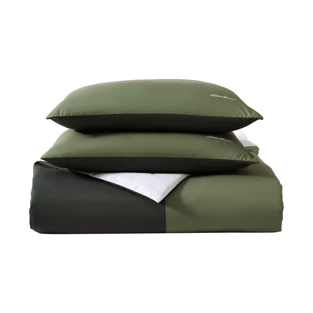 Eddie Bauer Skyline Stripe Reversible Green Duvet Cover Set