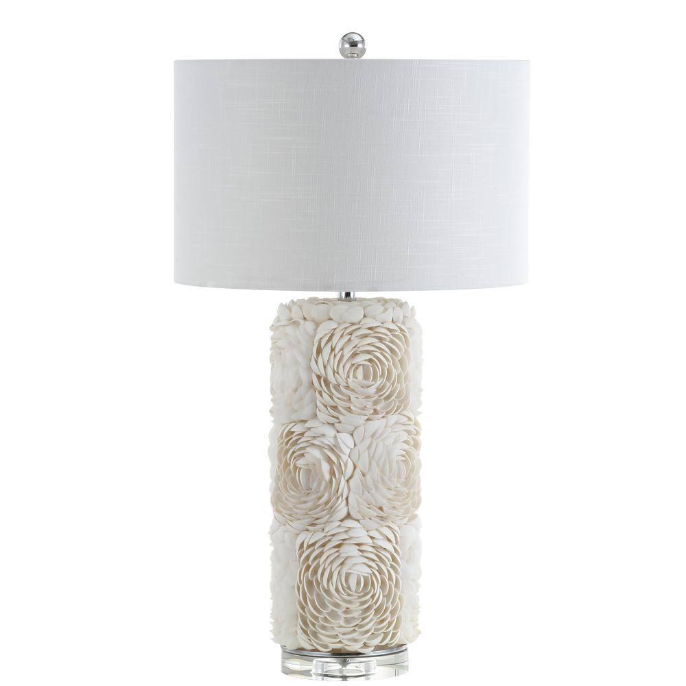 JONATHAN Y Rosette 28.5" Seashell/Resin/Crystal LED Table Lamp, Cream