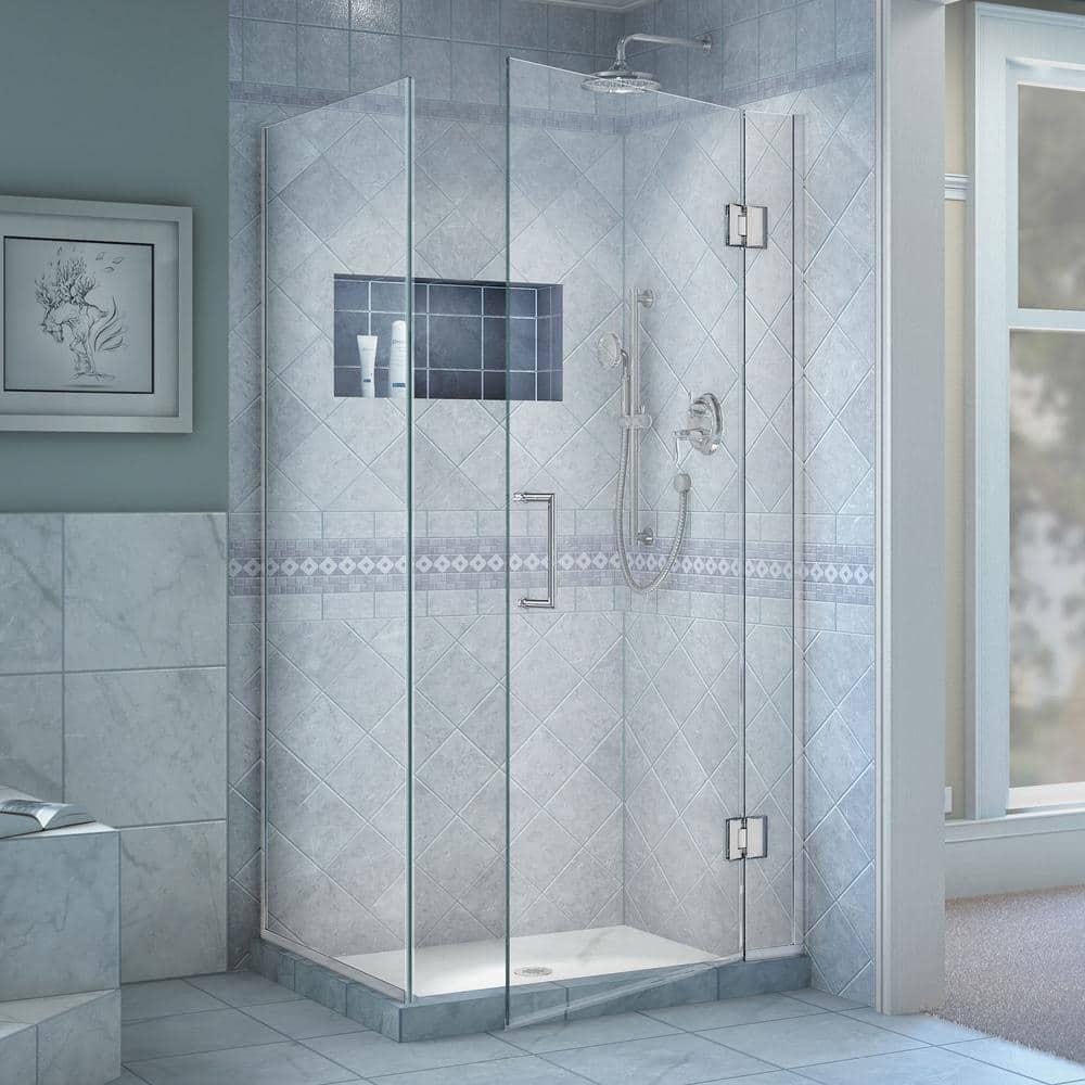Unidoor-X 29 3/8 in. W x 34 in. D x 72 in. H Frameless Hinged Shower Enclosure