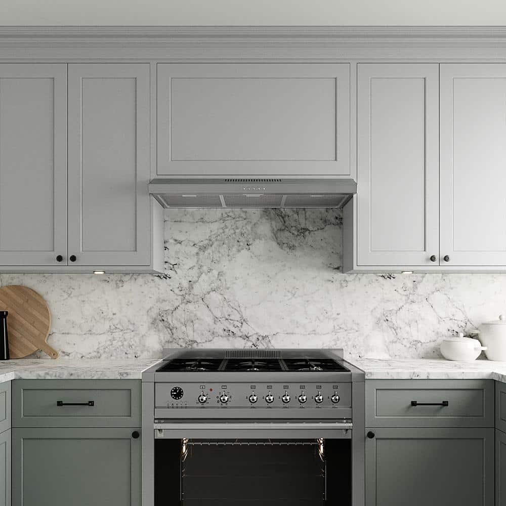 Streamline 36 In. T-10189-1-CL Grosetto Convertible Undermount 80 CFM Range Hood In Brushed Stainless Steel With Mesh Filters, Push Button Control, LED Light