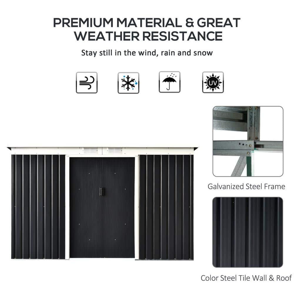 9 ft. W x 4 ft. D Metal Horizontal Tool Shed