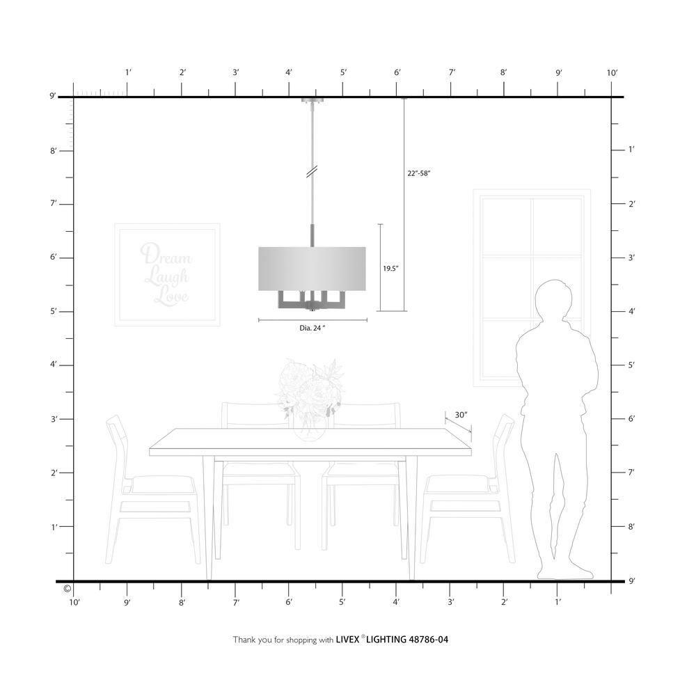 Livex Lighting Cresthaven 4 - Light Chandelier in  Black