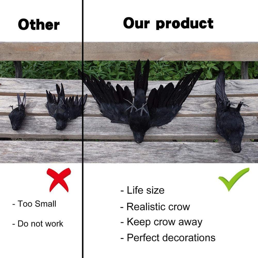 Extra Large Black Feathered Halloween Indoor/Outdoor Crows (2-Pack)