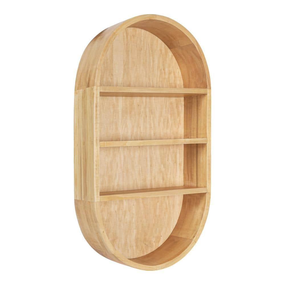 Minx Oval Solid Mango Wood Accent Wall Shelf