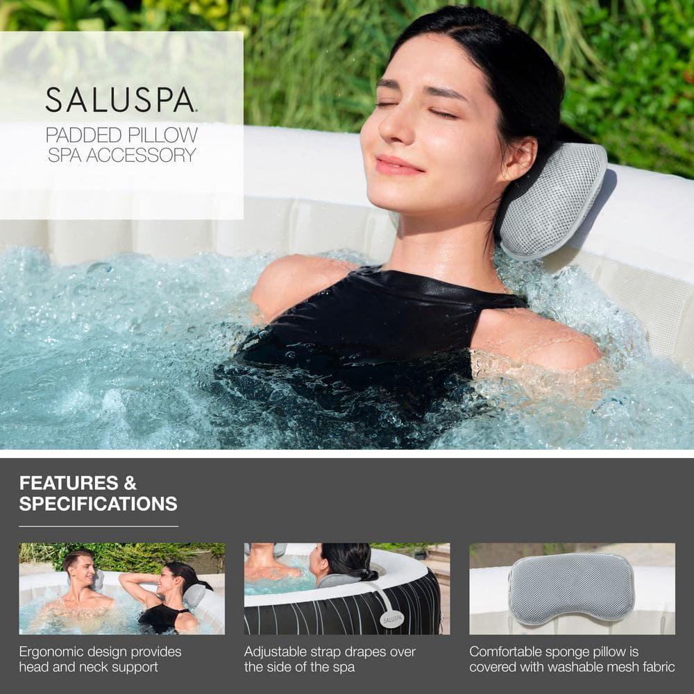Bestway Coleman Hawaii AirJet Inflatable Hot Tub with EnergySense Cover, Grey + Bestway SaluSpa Spa Seat + Bestway SaluSpa Pillows