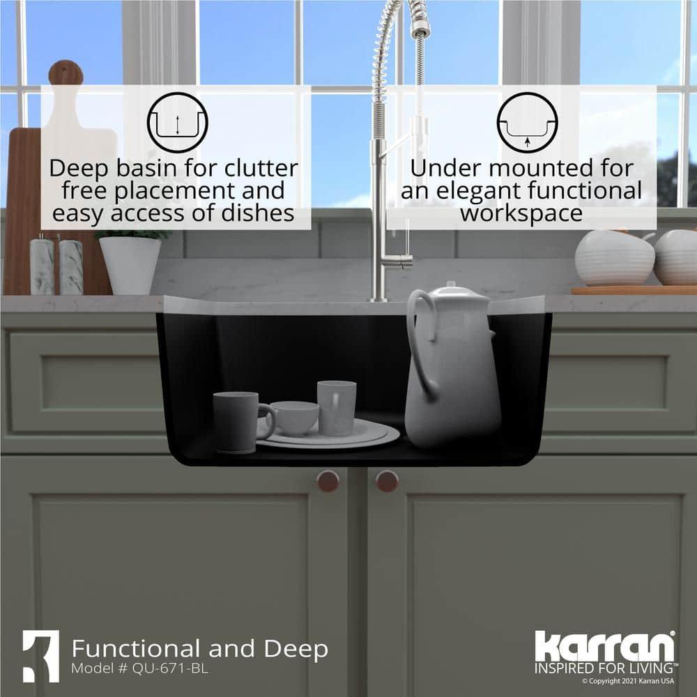 Karran Undermount Quartz Composite 24'' X 20-3/4'' Single Bowl Kitchen Sink
