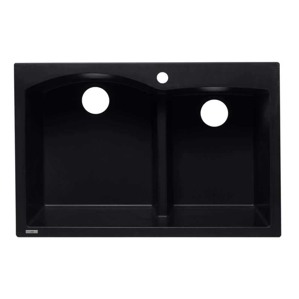 33'' L Drop-In Double Bowl Granite Kitchen Sink