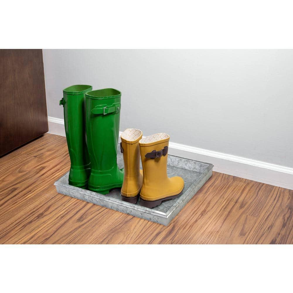 Galvanized Gray Rectangular Metal Multi-Purpose Boot Tray