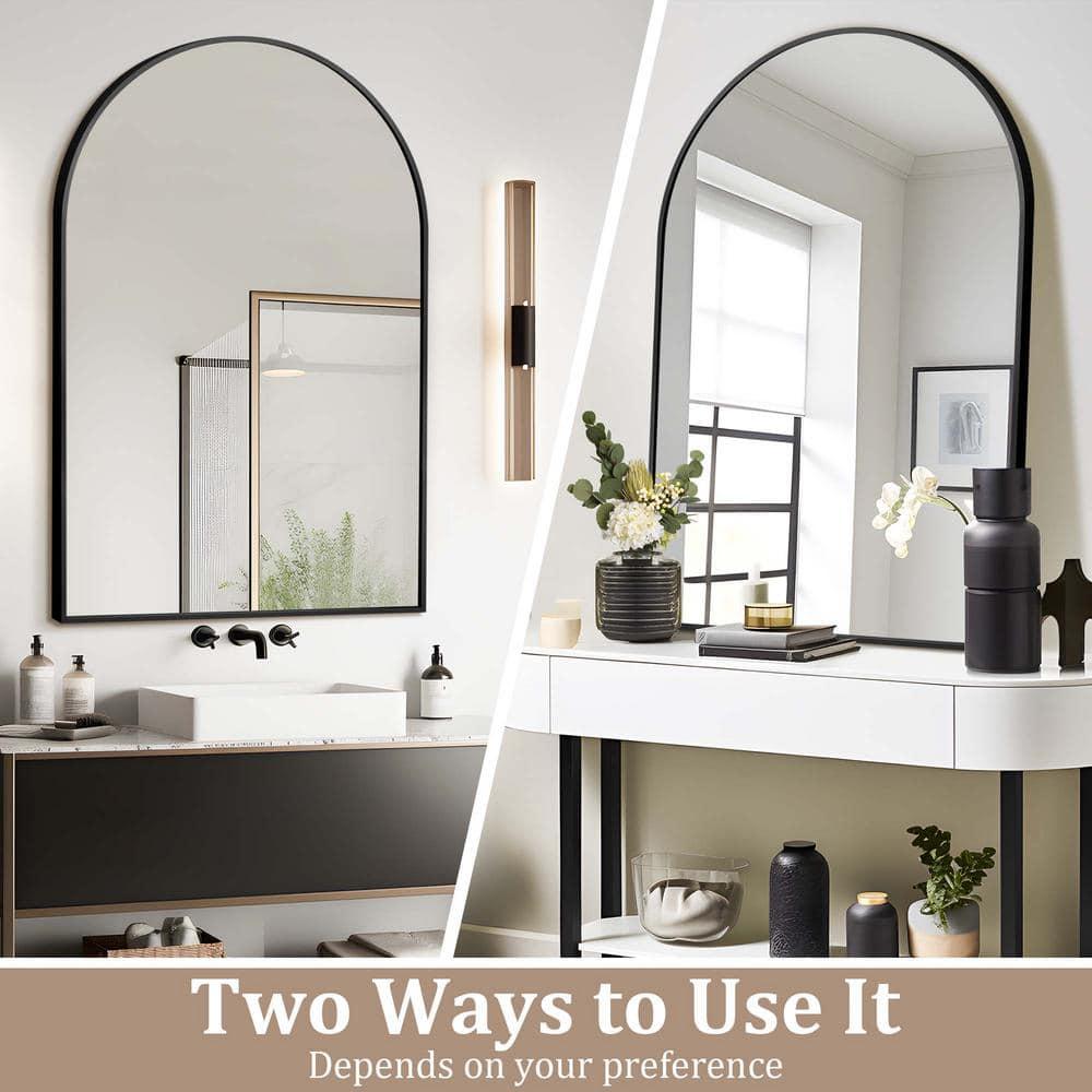 Metal Framed Wall Mirror Black - Storied Home: Arched, Modern Decor for Living Space, No Assembly Required