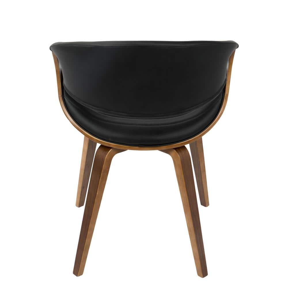 LumiSource Symphony Mid Century Modern Dining/Accent Chair Black: Upholstered, Wood Frame, Faux Leather