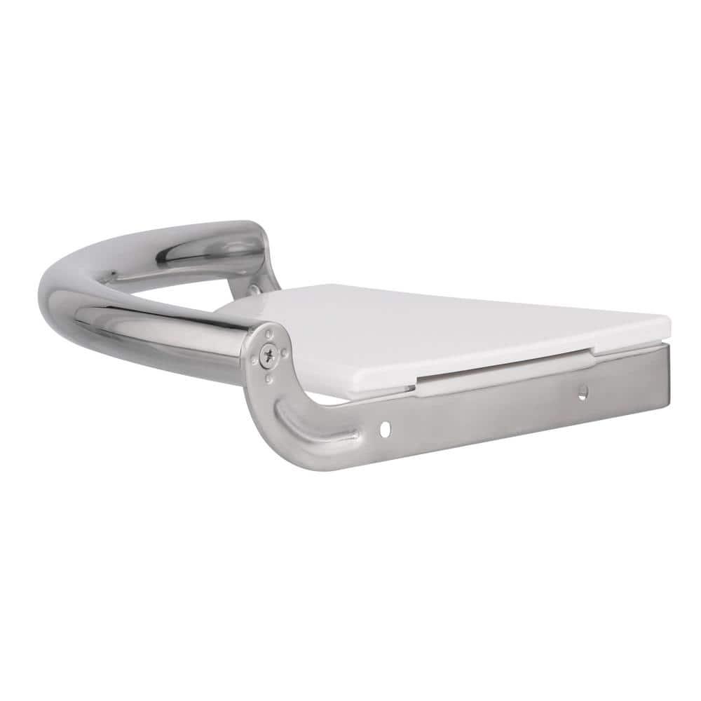 Delta 8-1/2 in. L Polished Chrome Stainless Steel Corner Shelf with Assist Bar