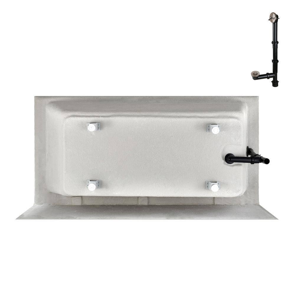 Streamline Bath Streamline 60 in. x 32 in. Acrylic Left-Hand Drain Alcove Bathtub in Glossy White With External Drain NAL-5560-BNK