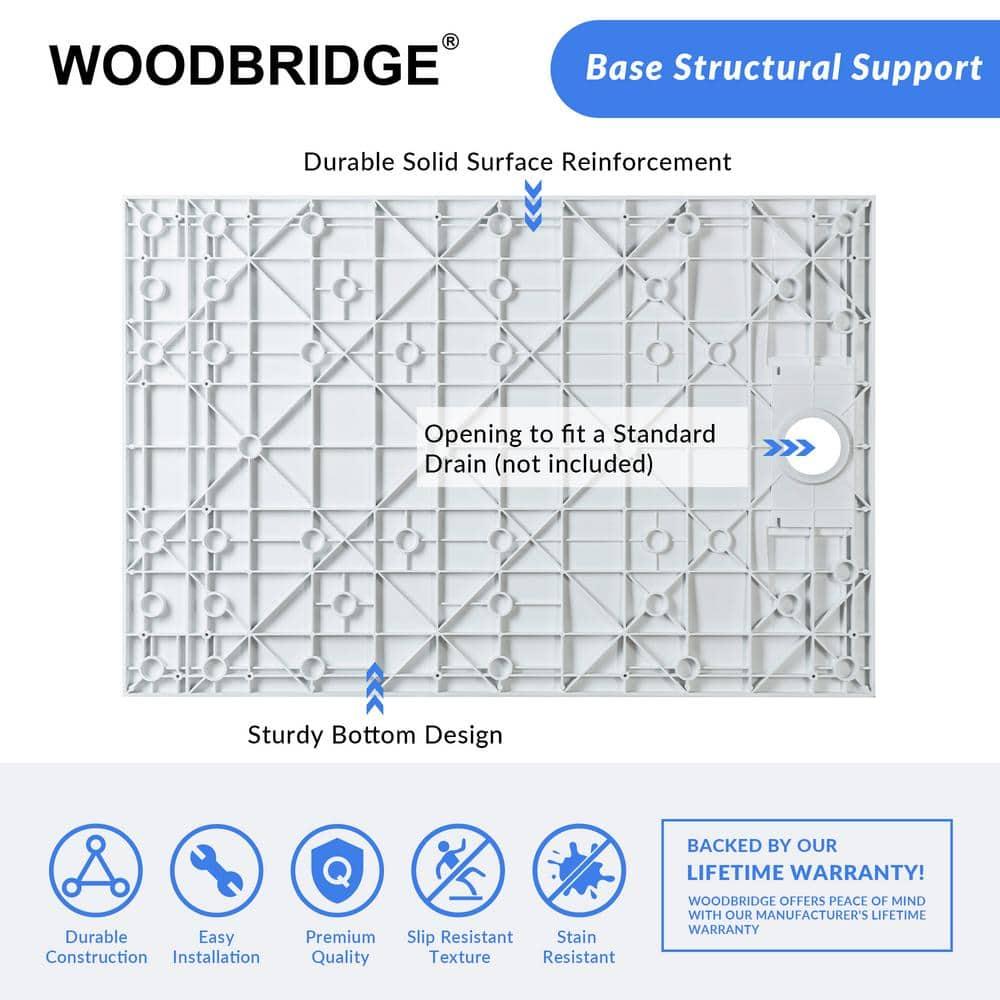 47.25" W x 35.4" D Solid Surface Rectangular Shower Base, Non-Slip, Low-Profile, Curbless, Wheelchair Accessible