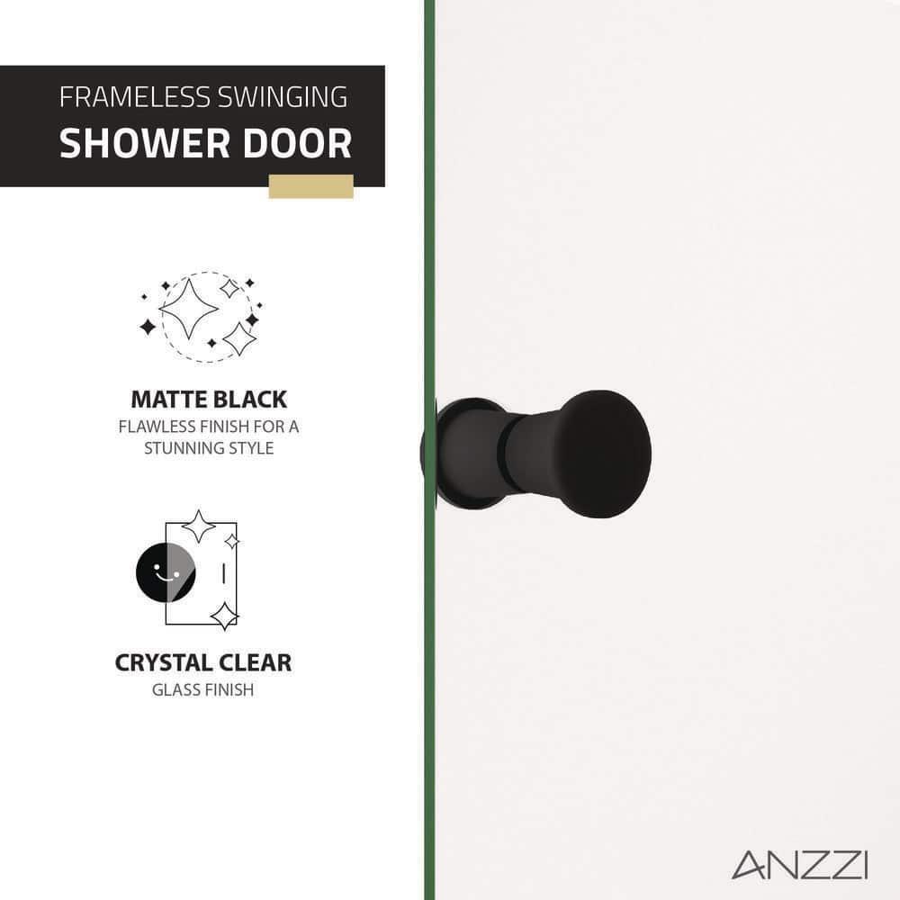 Anzzi 33.3” W x 72” H Frameless Shower Door