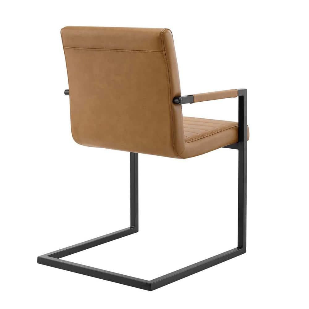 Modway Savoy 16.5" Faux Leather & Metal Dining Chairs in Tan/Black (Set of 2)