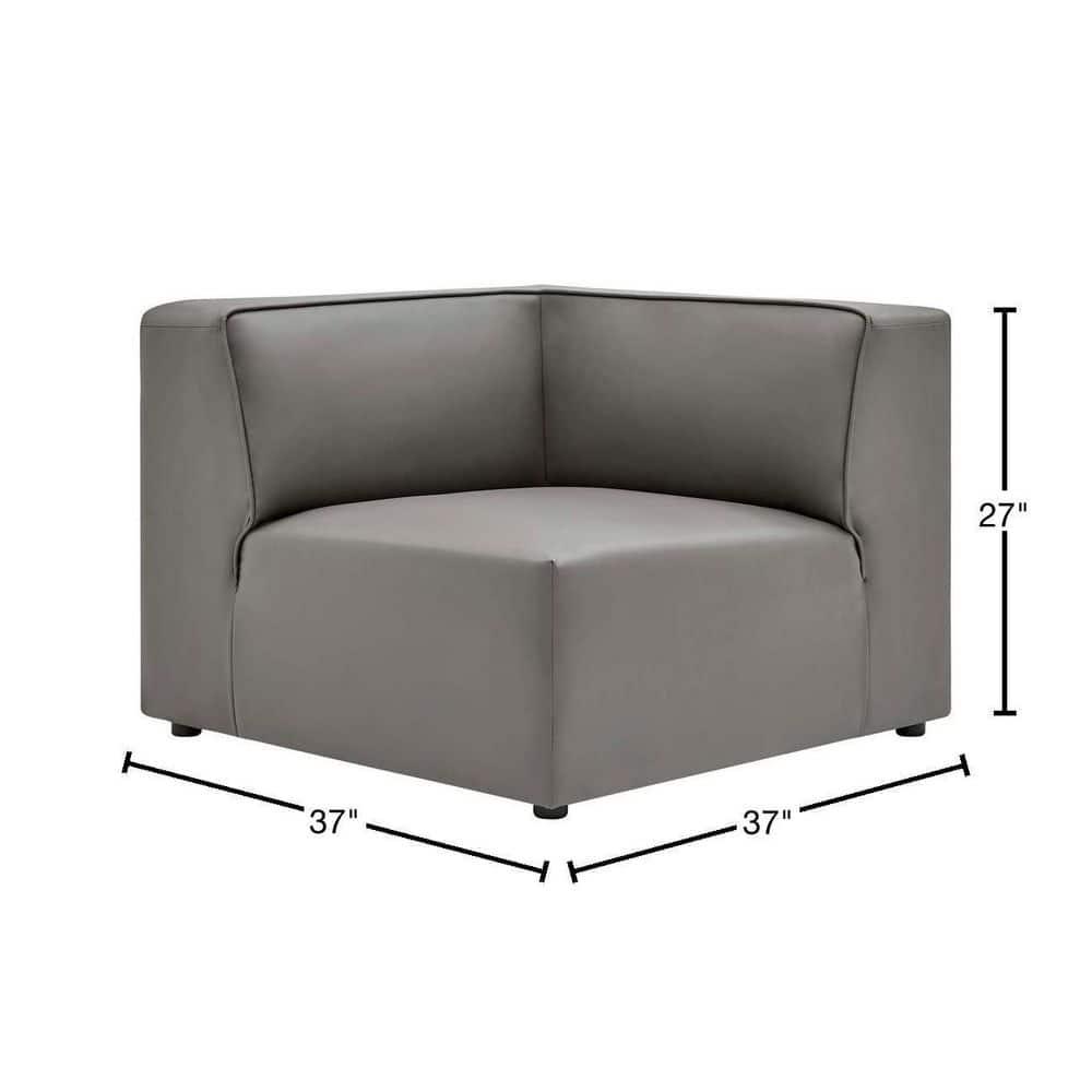 Mingle Vegan Leather Corner Chair Gray - Modway