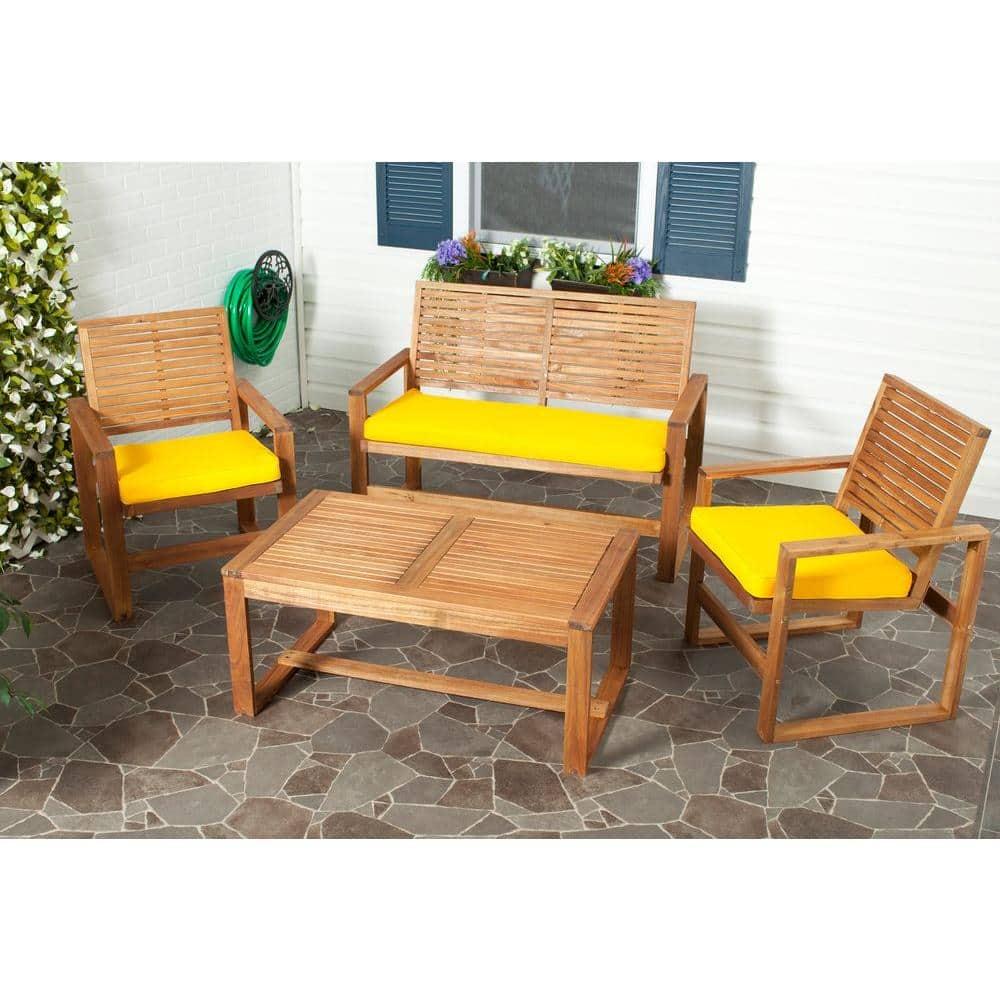 Ozark 4 Piece Set - Indoor/Outdoor - FOX6007 - Natural/Yellow - Safavieh