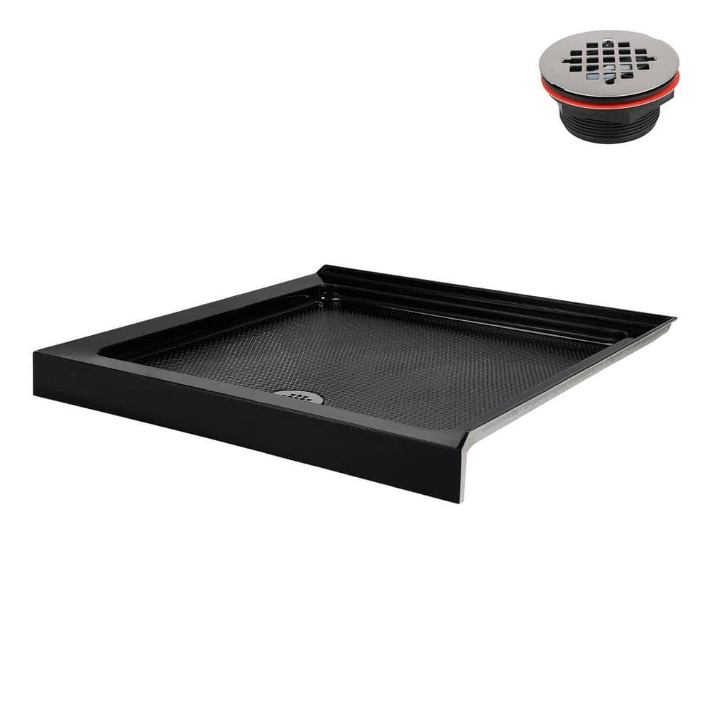 Streamline Bath NT-2151-36BL-RH Streamline NT-2151-36BL-RH 36 in. x 36 in. Corner Acrylic Shower Base in Glossy Black with Right Hand Drain, Drain Included