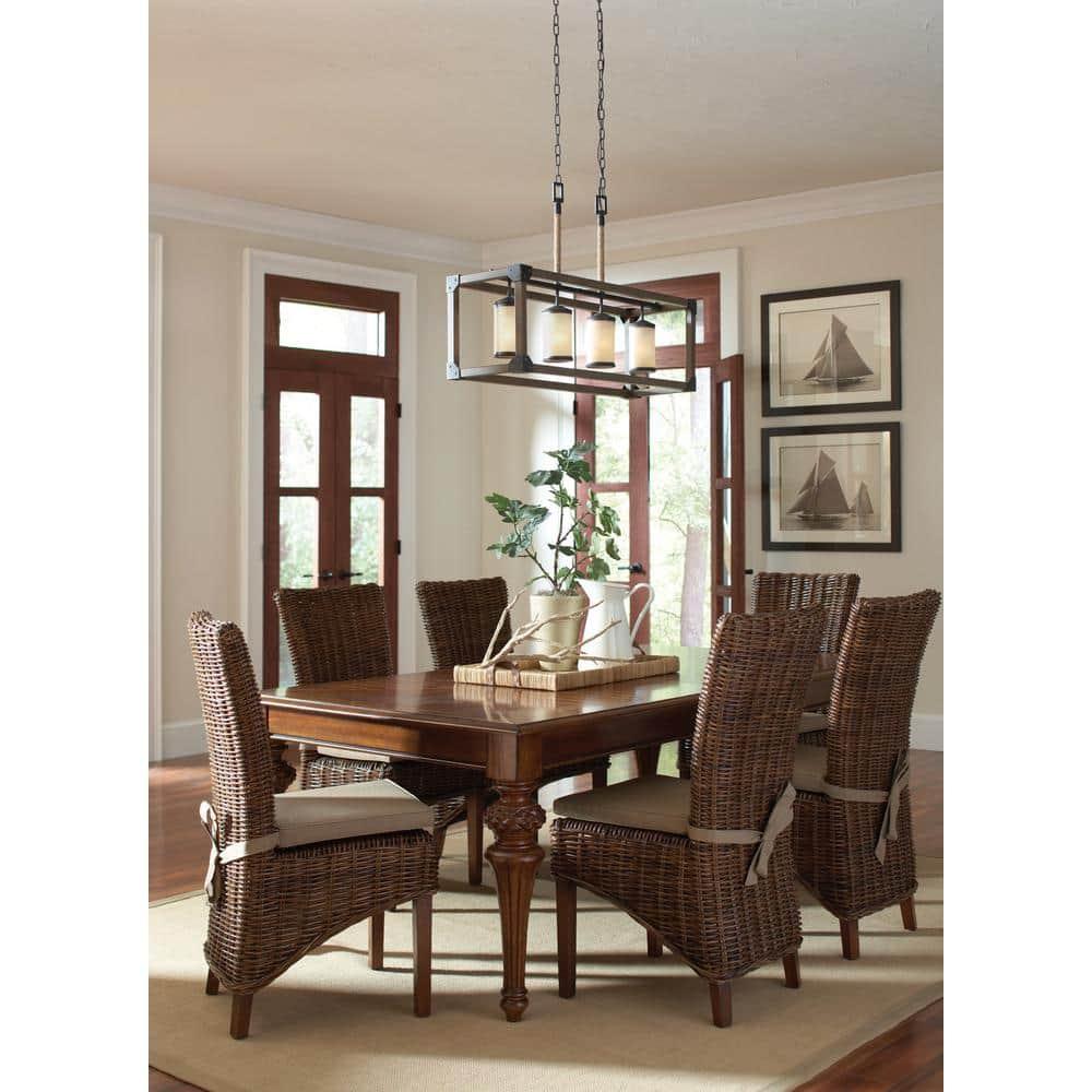 Stardust LED Four-Light Island Pendant with Creme Parchment Glass