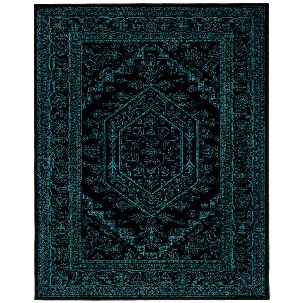 Adirondack ADR108 Power Loomed Area Rug - Black/Teal - 8'x10' - Safavieh.