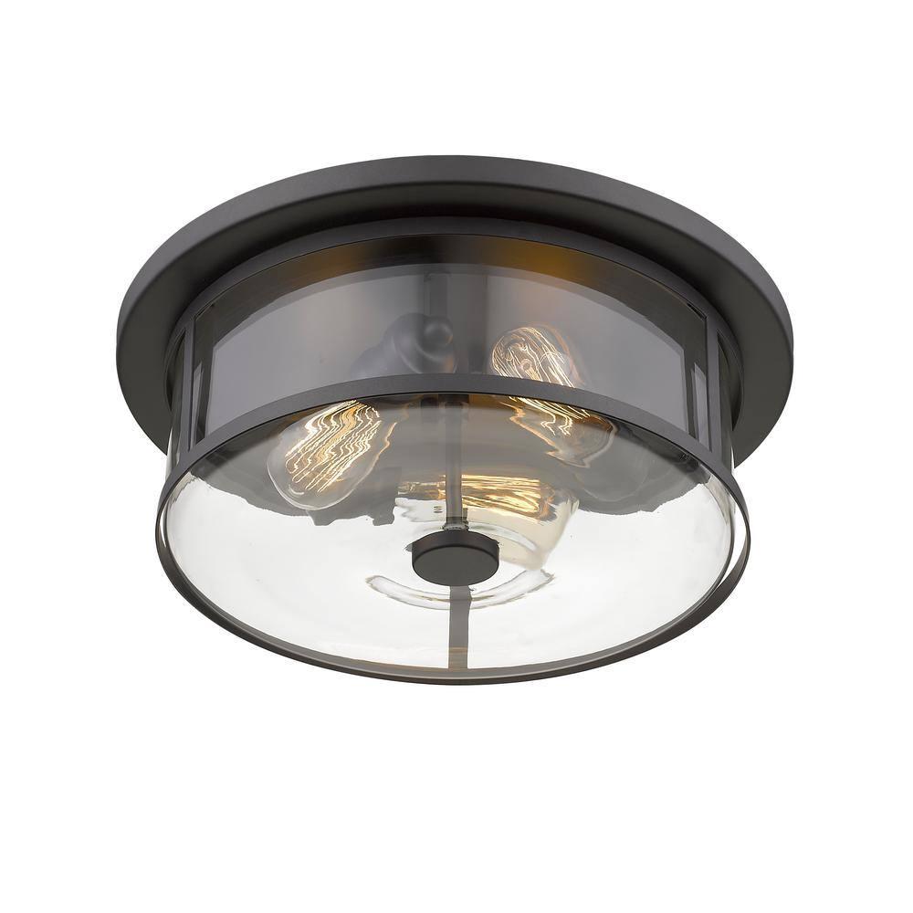 3 Light Flush Mount In Midcentury Style 15.75 Inches Wide By 6.25 Inches High-Bronze Finish-Clear Glass Color Z-Lite 462F16-Brz